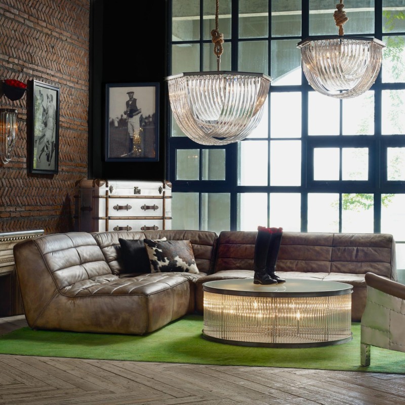 Industrialny Stolik Kawowy Rod 120cm wykonany z weneckiego mosiądzu murano