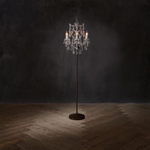 Rustykalna Lampa Podłogowa Antique rust Kryształy