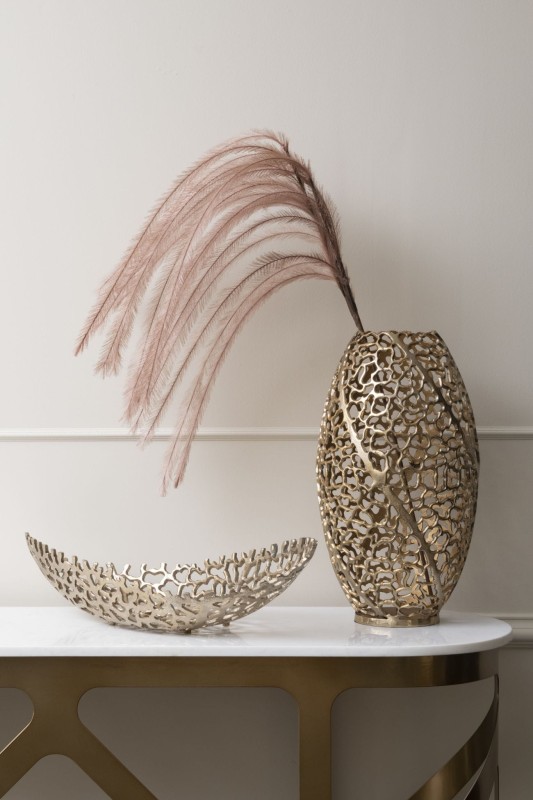 Patera Mayfair 62 cm aluminium złoty ażurowy misa dekoracyjna