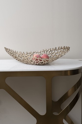 Patera dekoracyjna Mayfair 62,5 cm – złota ażurowa misa z aluminium