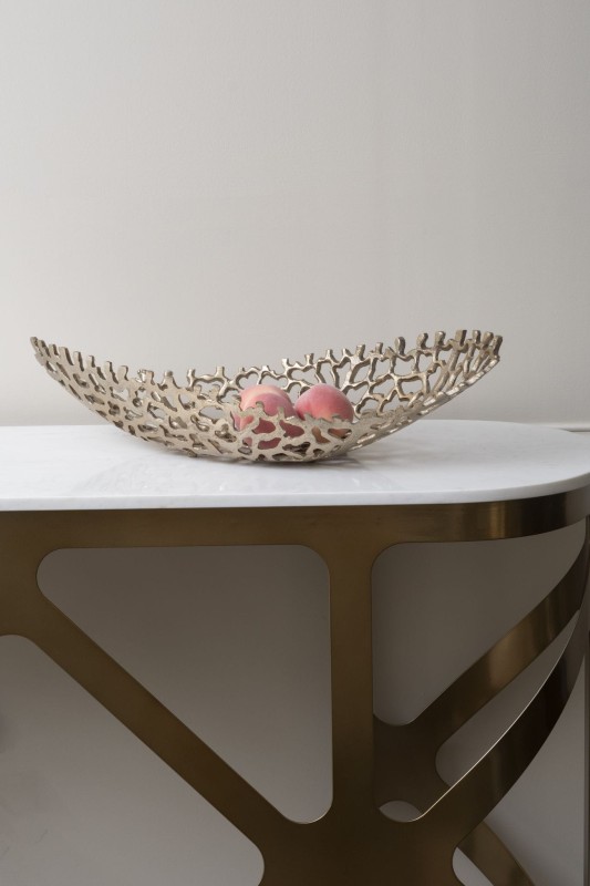 Patera Mayfair 62 cm aluminium złoty ażurowy misa dekoracyjna - patera na stół