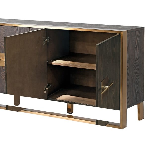 Komoda Brompton Gold 180x80 cm fornir jesion stalowa podstawa