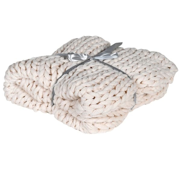 Narzuta koc Chunky Cream włókno akrylowe 135x145 cm