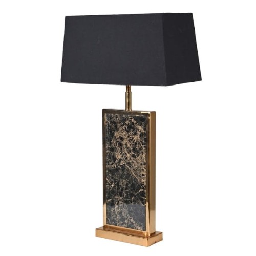 Lampa stołowa Camden Marble Effect 70 cm złoto czarna podstawa czarny abażur