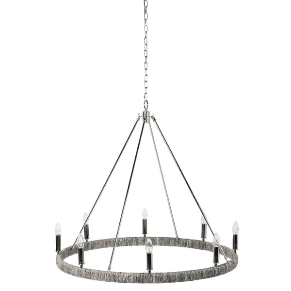 Żyrandol Rustic Hoop obręcz 92 cm osiem żarówek klasyczny srebrny idealny do farmhouse