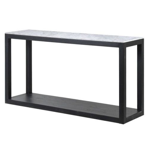 Konsola Sloane Marble 150 cm – biały marmurowy blat i czarna podstawa z dębu