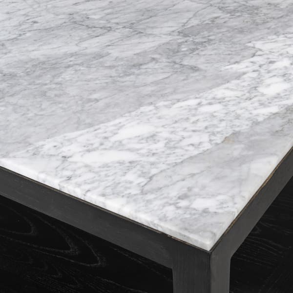 Stolik kawowy Sloane Marble 120x80 cm biały blat marmur czarna podstawa dąb
