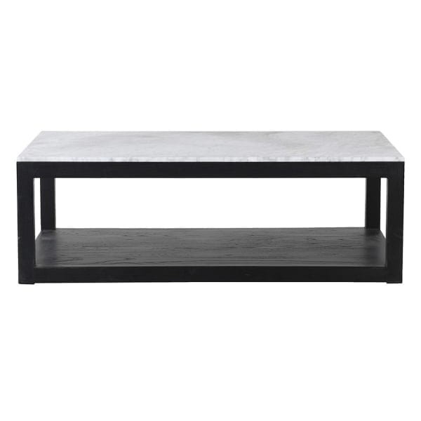Stolik kawowy Sloane Marble 120x80 cm biały blat marmur czarna podstawa dąb