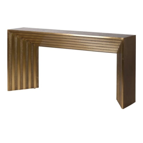 Złota konsola Brass prosty mosiężny stolik konsolowy 160 cm ręczne wykonanie hand made
