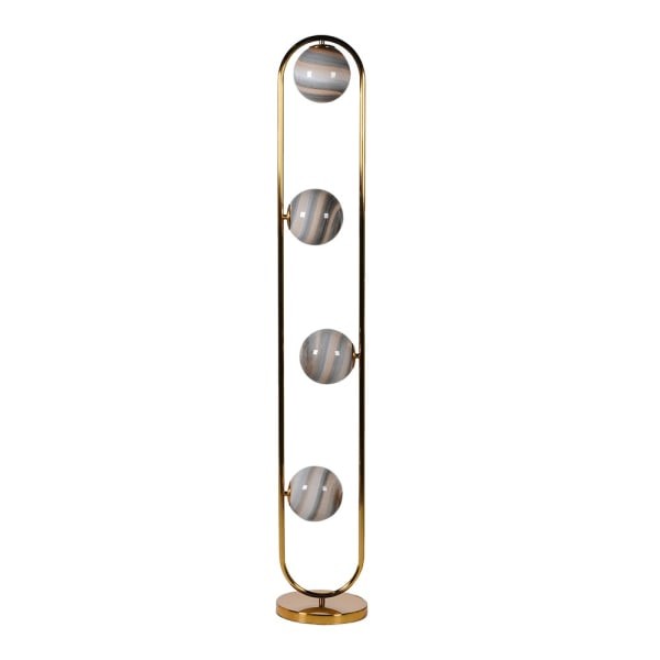 Lampa podłogowa Orbit Gold 154 cm z czterema szklanymi kulami