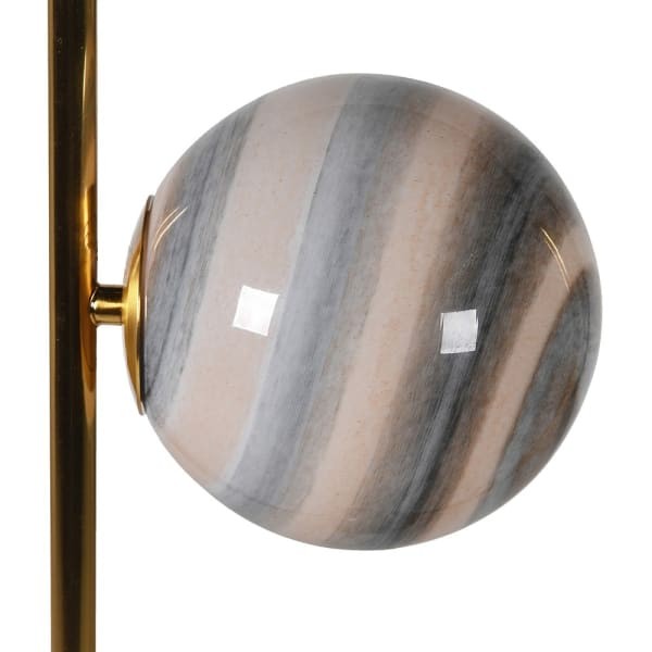 Złota lampa podłogowa Orbit Gold ze szklanymi kulistymi kloszami