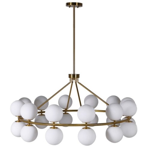 Lampa sufitowa White Bubble 125x112 cm kule mleczne szklane żyrandol złota rama