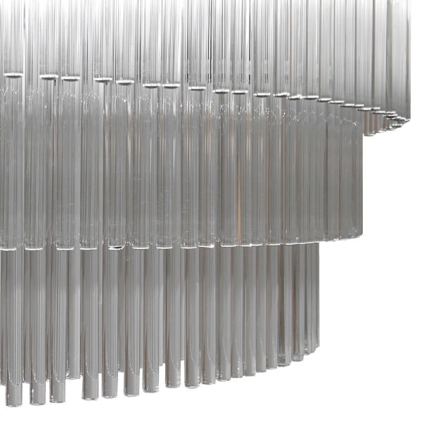 Żyrandol szklany Brompton art deco 90x45 cm czarna rama transparentne szkło