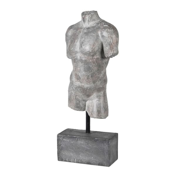 Rzeźba Male Torso na podstawie 45 cm żelazo żywica szara statua