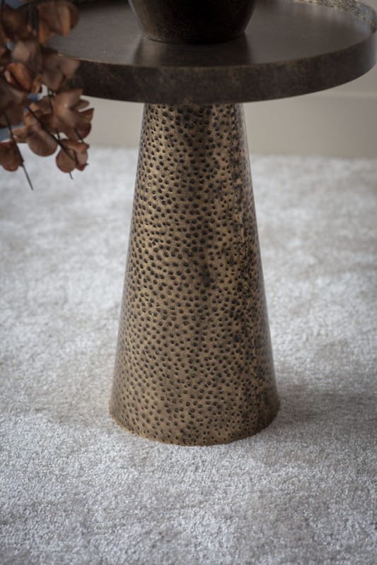 Stolik boczny Belgrave Iron 51 cm żelazny okrągły stolik pomocniczy stare złoto