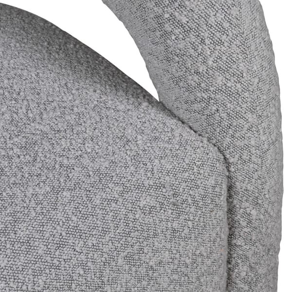 Fotel Camden Grey szara tkanina boucle dekoracyjny fotel z oryginalnym oparciem