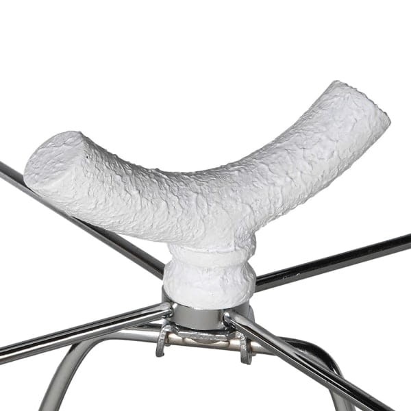 Duża lampa stołowa Arch White 56 cm biała lniany abażur ceramiczna podstawa