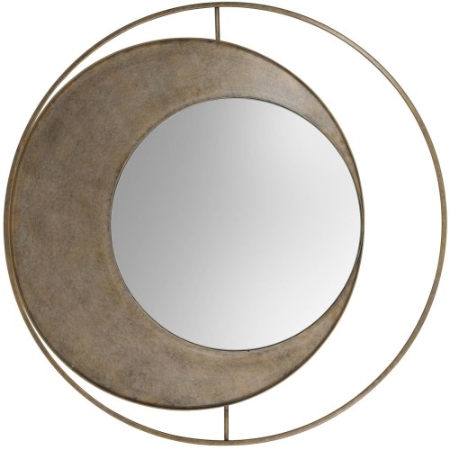 Lustro okrągłe Circle Primrose Aged 100 cm żelazna rama styl retro nowoczesny design stare złoto