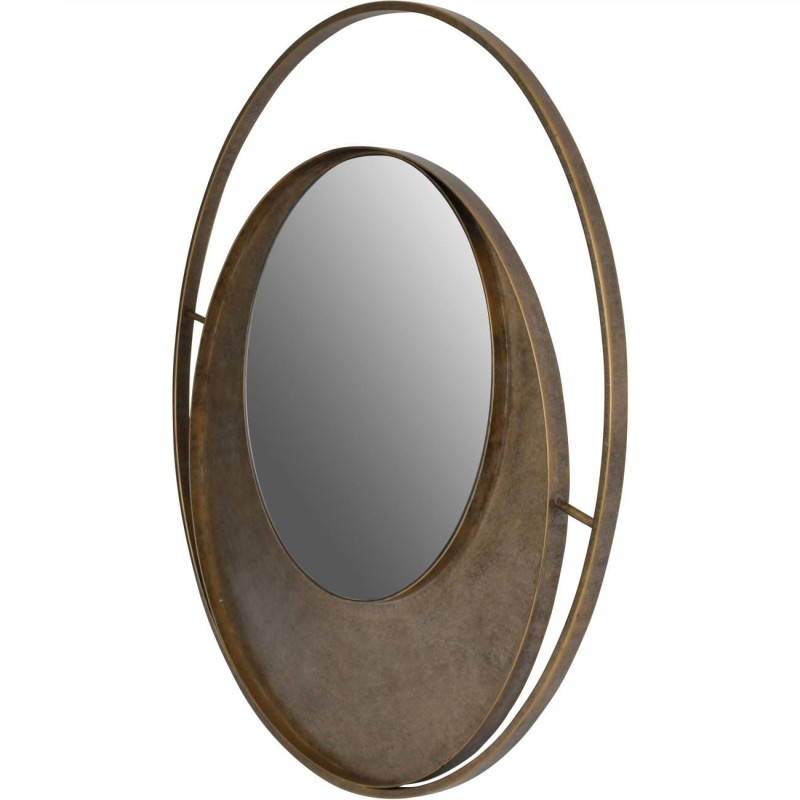 Lustro okrągłe Circle Primrose Aged 100 cm żelazna rama styl retro nowoczesny design stare złoto