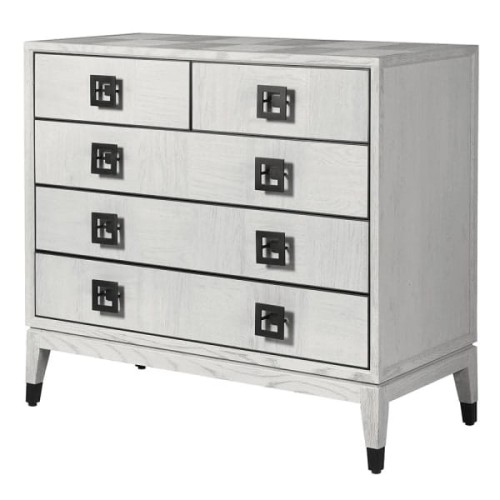 Komoda Light Oak 100 cm szuflady dąb żelazne detale czarne jasne drewno 
