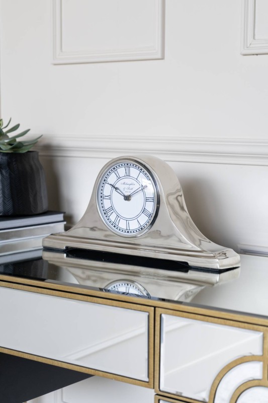 Zegar kominkowy Retro Silver 44 cm w kolorze srebrnym