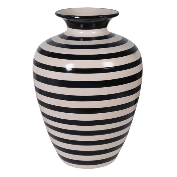Duży Wazon ceramiczny Stripes 48,5 cm biało czarne pasy