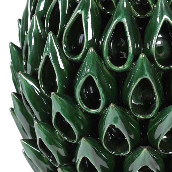 Wazon ceramiczny Green 35 cm zielony wazon zdobiony dekoracja do salonu i jadalni