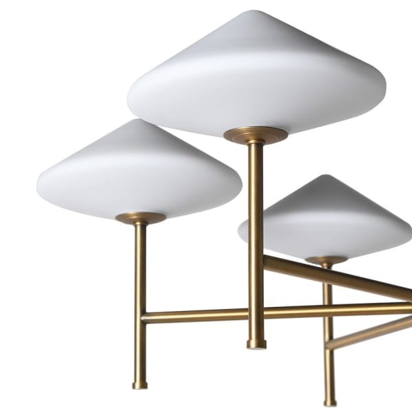 Lampa sufitowa White Mushroom 80 cm klosze mleczne szklane żyrandol złota rama
