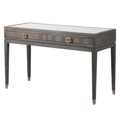 Toaletka/biurko Camile Oak 130x79,5 cm dwie szuflady dąb żelazo