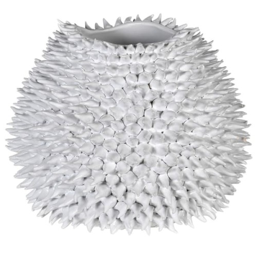 Biały wazon ceramiczny Camden White 25x20 cm zdobienia 