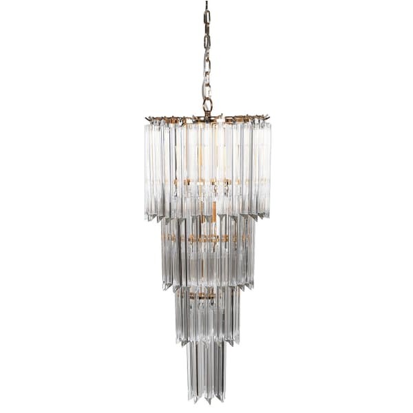 Żyrandol Maldon Gold 92 cm wysokości kryształowy cztery poziomy
