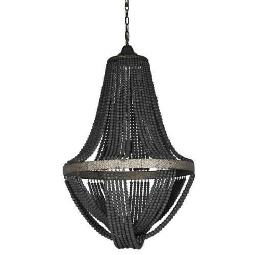 Żyrandol Beads Black 105x71 cm czarne koraliki duża lampa wisząca