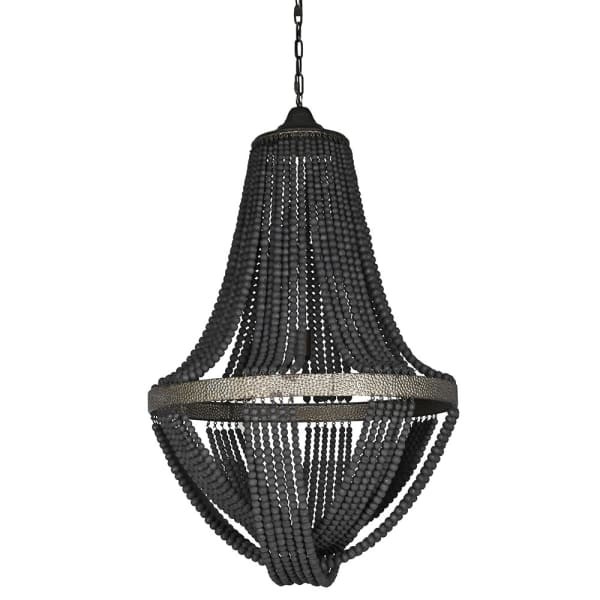 Żyrandol boho - Beads Black 105x71 cm czarne koraliki duża lampa wisząca