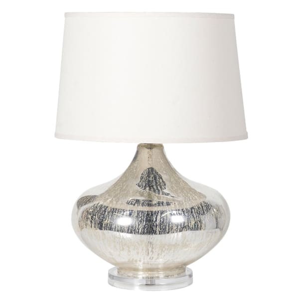 Duża szklana lampa stołowa 60 cm z białym abażurem