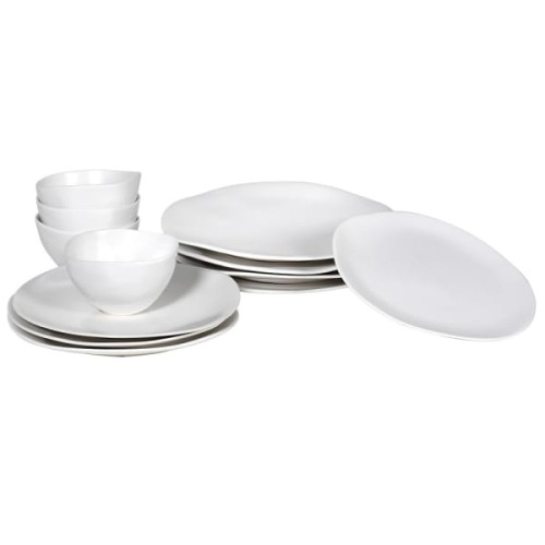 Komplet Mayfair Organic 12 elementów talerze i miski ceramiczne białe