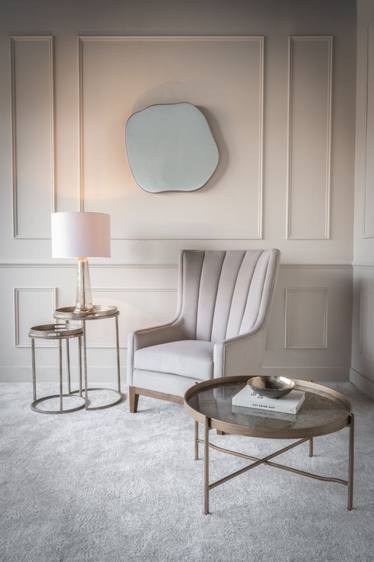 Stoliki Burton 69 cm ze zdejmowanym blatem stare złoto zdobiony blat taca