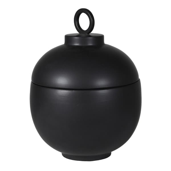 Czarny pojemnik ceramiczny Novum Black 30 cm z pokrywą
