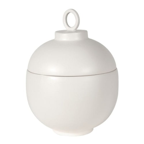 Ceramiczny pojemnik Novum White 30 cm biały z pokrywą okrągły słój  