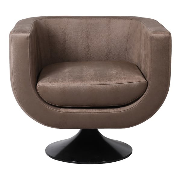 Brązowy fotel Boar Brown obrotowy fotel dekoracyjny brąz na czarnej podstawie