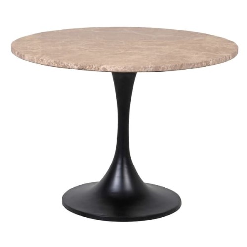Stolik boczny Richwood Brown Marble 45 cm okrągły stolik boczny z marmurowym blatem czarna podstawa 