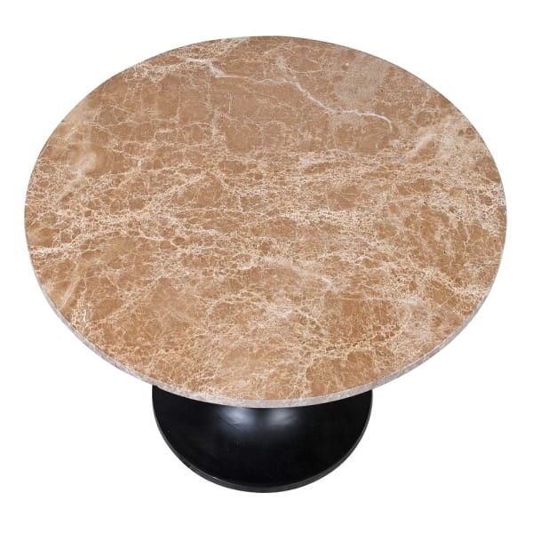 Stolik boczny Richwood Brown Marble z marmurowym blatem i czarną podstawą