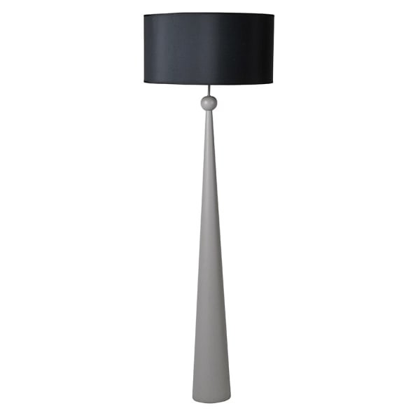 Lampa Podłogowa Taprer Grey 155 cm drewniana szara czarny abażur