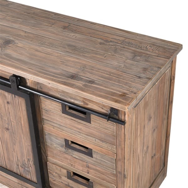 Komoda bufet Recycled Pine drewno z odzysku przesuwne drzwi komoda loft szuflady