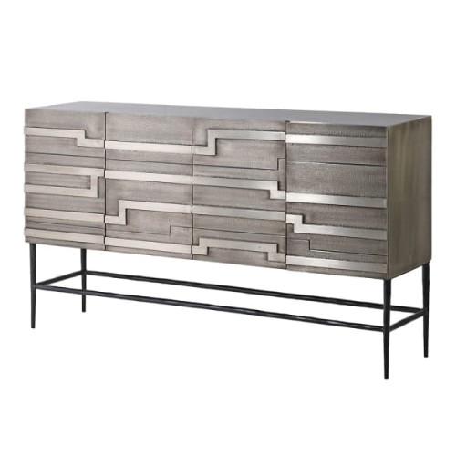 Komoda Sloane Silver 150 cm – czterodrzwiowa w antycznym srebrze