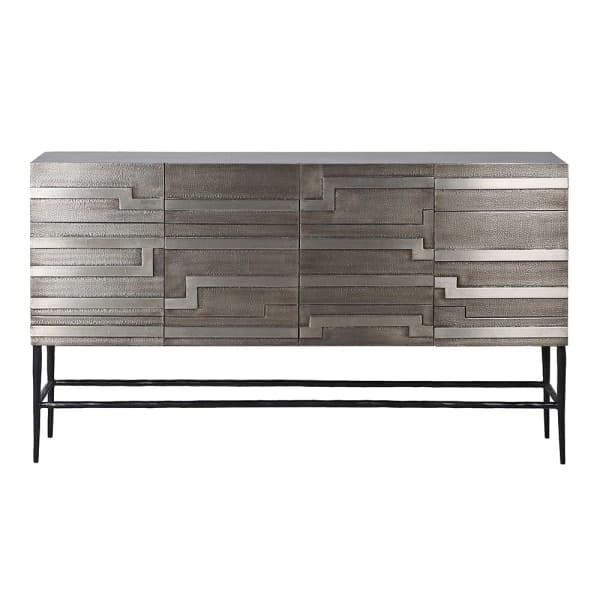 Komoda Sloane Silver z geometrycznymi frontami