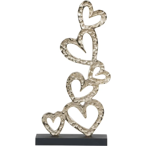 Rzeźba abstrakcyjna Hearts Aluminium 42 cm srebrne aluminium na czarnej drewnianej podstawie