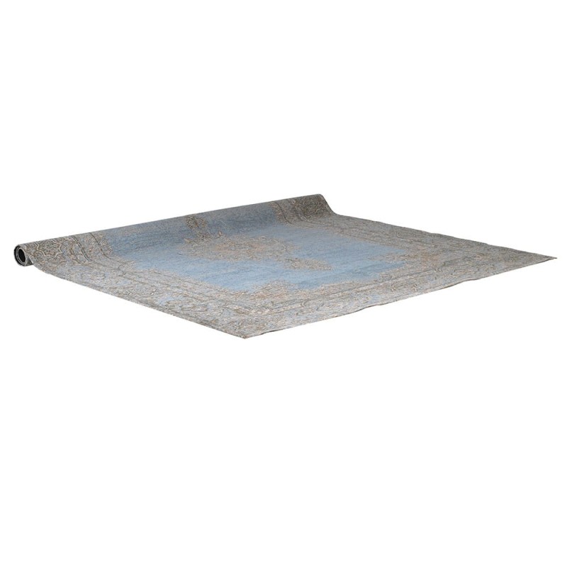 Dywan India Blue 244x308 cm poliester/bawełna wzory szaro niebieski