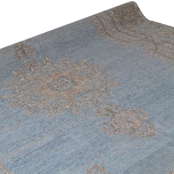 Dywan India Blue 244x308 cm poliester/bawełna wzory szaro niebieski