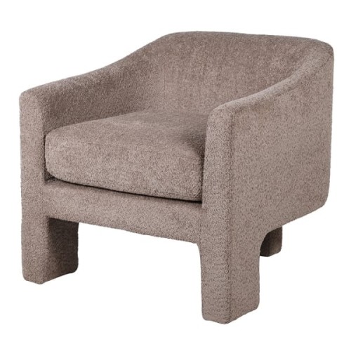 Nowoczesny Fotel Mink Boucle 75 cm beż fotel na trzech nogach w całości tapicerowany 