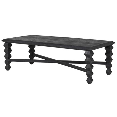 Stolik kawowy Geo Black 144x66,5 cm czarny drewniany stolik do salonu